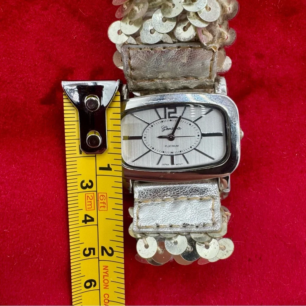 Geneva Platinum Silver Sequin‎ Watch